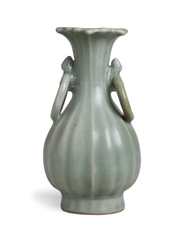 A Longquan Celadon Fluted Pear-Shaped Vase
