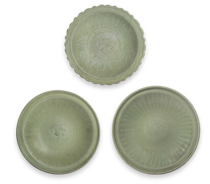A Group Of Three Longquan Celadon-Glazed Dishes