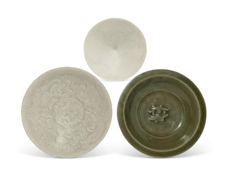 Two Qingbai Bowls And A Longquan Celadon 'Twin Fish' Dish