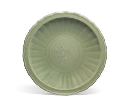 A Large Longquan Celadon Barbed-Rim Dish