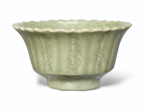A Carved Longquan Celadon Foliate Rim-Bowl