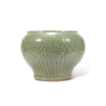 A Longquan Celadon Carved ‘Peony’ Jar