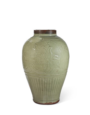 A Longquan Celadon 'Lotus' Vase