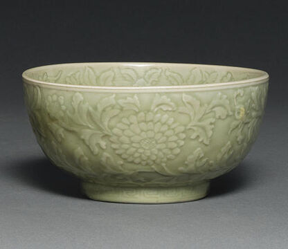 A Rare Longquan Celadon Carved Deep Bowl