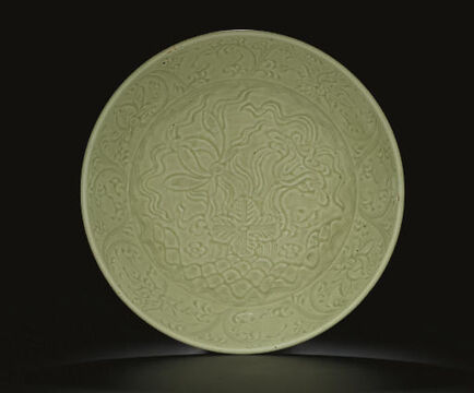 A Large Carved Longquan Celadon Dish