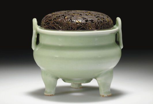 A Longquan Celadon Bronze-Form Tripod Censer