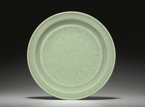 A Carved Longquan Celadon Shallow Dish