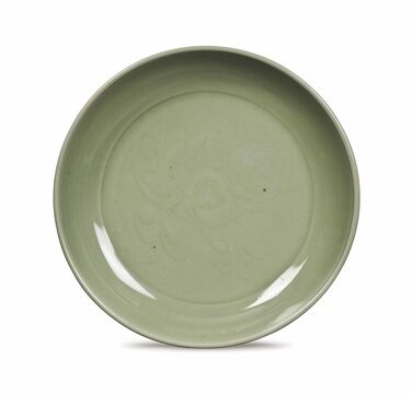 A Chinese Large Longquan Celadon Carved Dish,