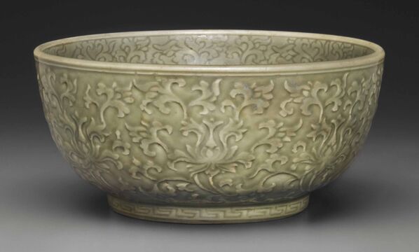 A Large Longquan Celadon Carved Bowl