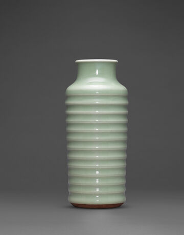 A Rare Longquan-Type Celadon-Glazed Ribbed Vase