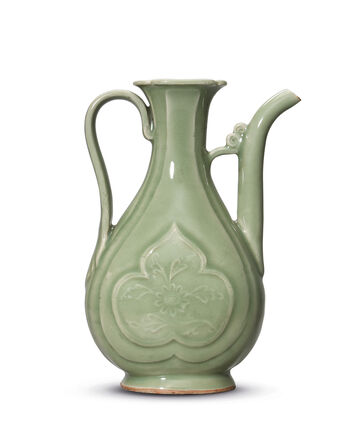 A Rare Longquan Celadon 'Peony' Ewer