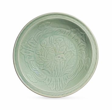 A Chinese Longquan Celadon Large Shallow Dish