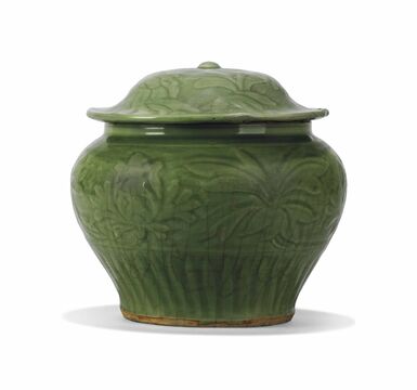 A Chinese Longquan Celadon Jar And A Cover