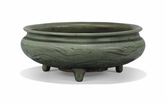 A Chinese Longquan Celadon Tripod Censer