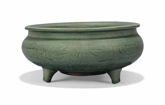 A Chinese Longquan Celadon Tripod Censer