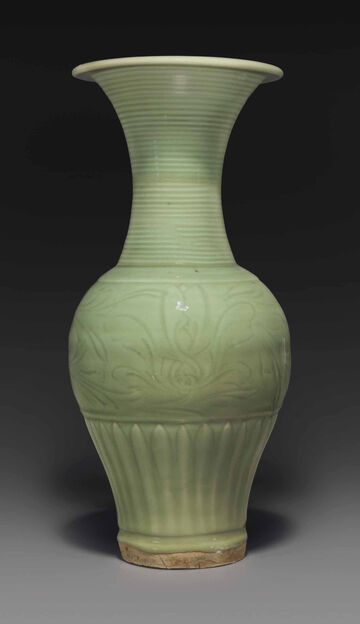 A Carved Longquan Celadon 'Phoenix-Tail' Vase