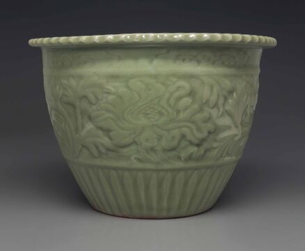 A Rare Longquan Celadon Carved Jardinière