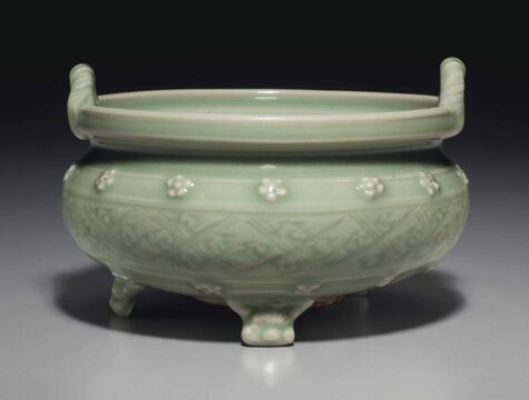 A Rare Longquan Celadon Tripod Censer