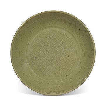 Grand Plat En Porcelaine Celadon Longquan