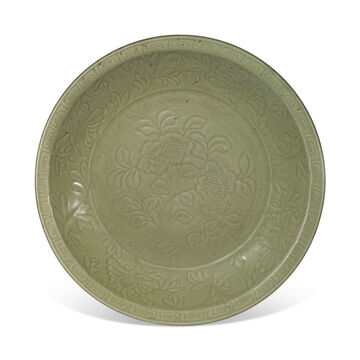 Grand Plat En Porcelaine Celadon Longquan