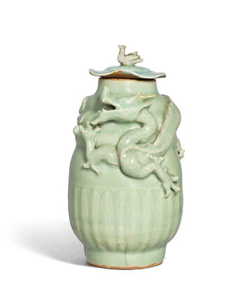 A Longquan Celadon ‘Dragon’ Jar And Cover
