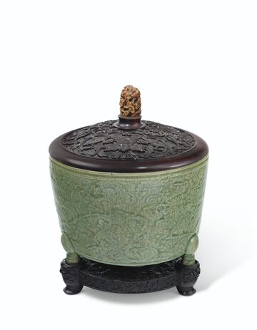 Grand Brule-Parfum Tripode En Gres Emaille Celadon Longquan