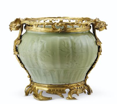 A Louis Xv Ormolu-Mounted Chinese Longquan Celadon Pot-Pourri Vase