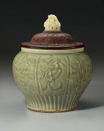 A Carved Longquan Celadon 'Wine' Jar, Guan