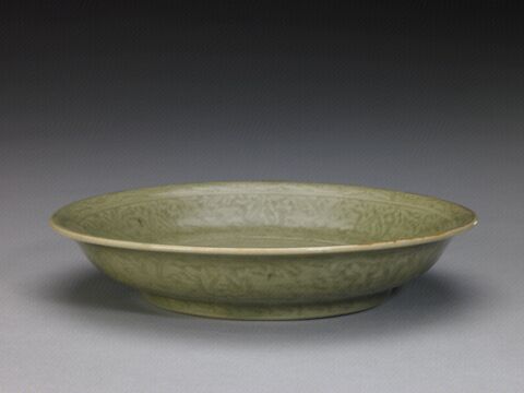 青釉暗花盘