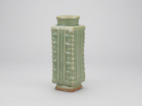 青釉刻八卦纹琮式瓶