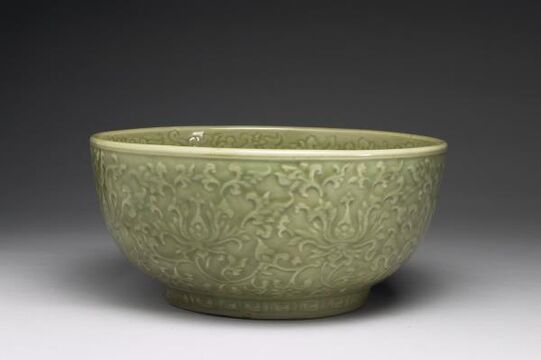 Bowl with raised lotus design
