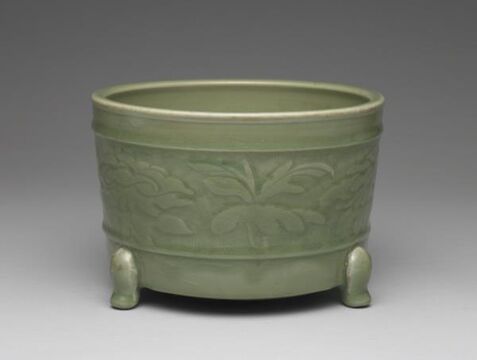 Planter with incised floral decoration