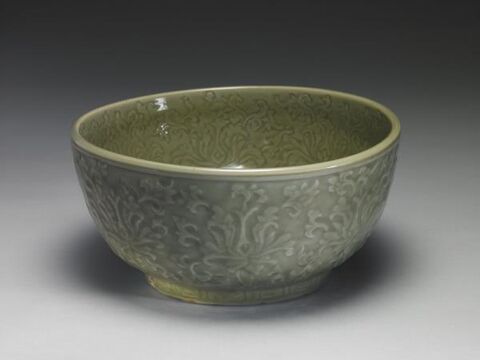 Bowl with raised Indain lotus scrolls