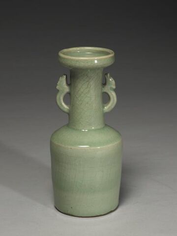 Mallet-shaped vase with animal-shaped handles