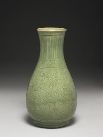 Broad-mouth vase with incised floral decoration