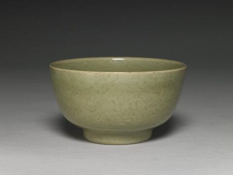 Bowl with incised Indian lotus scrolls