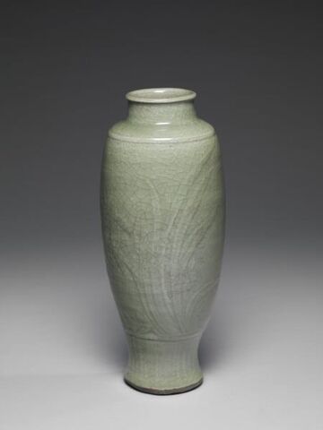 Vase with incised orchid and rock